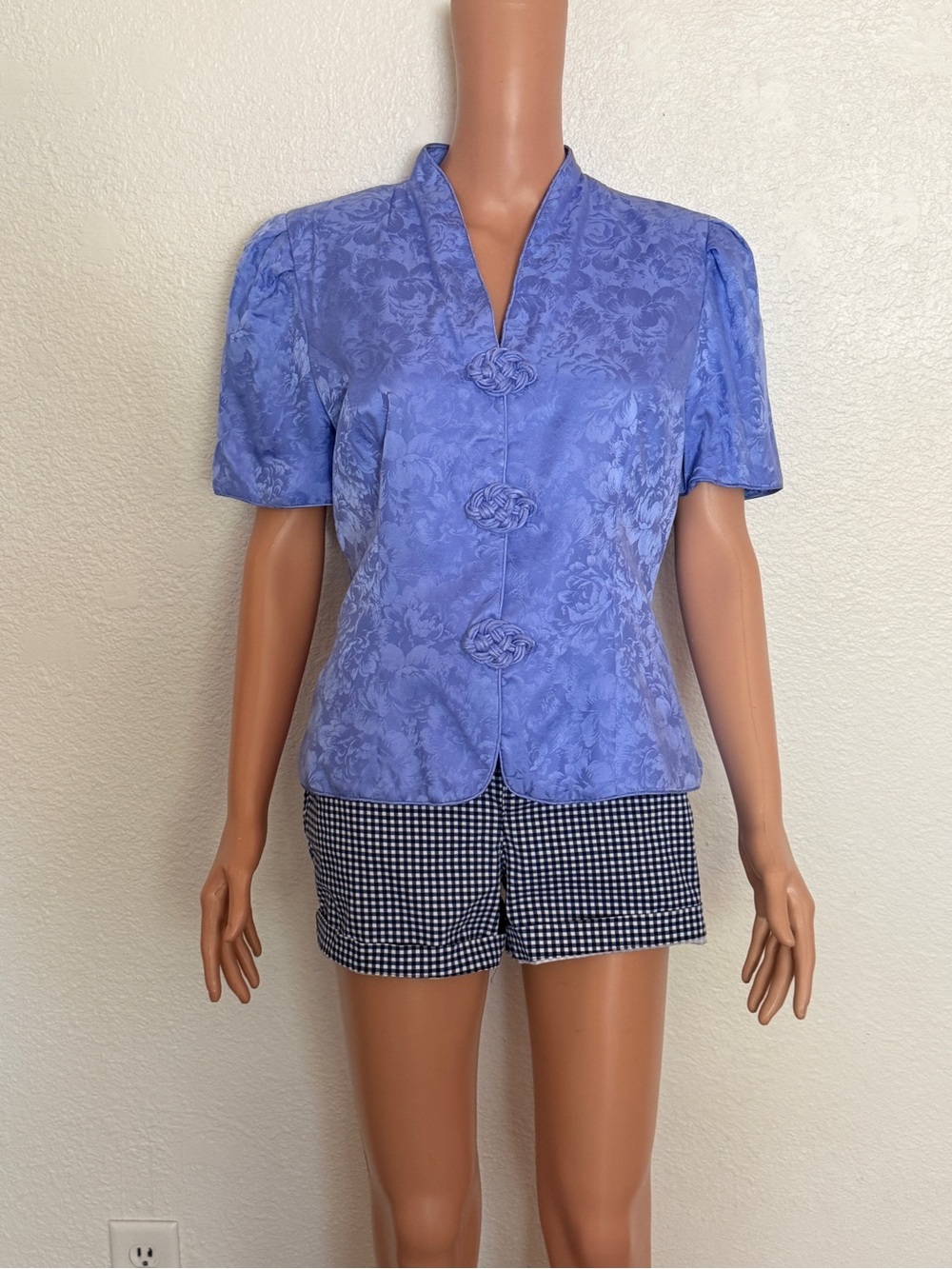 Maggy London Blue Jacquard Silk Jacket Sz 10